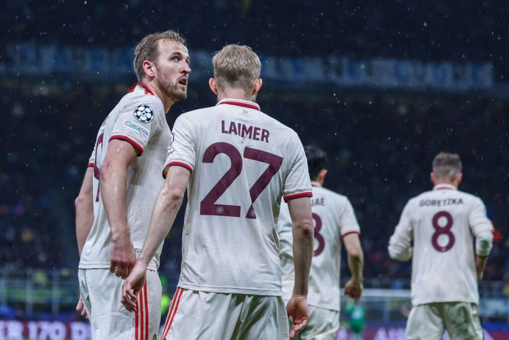 Harry Kane (vas.) ja Konrad Laimer, Bayern München